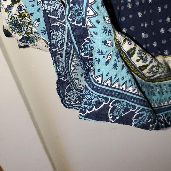 Garage Women's Romper Shorts Outfit Blue & Floral Print Long Sleeves Size S/P - Picture 14 of 16